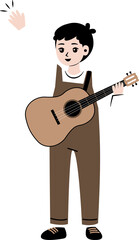 playing guitar character illustration