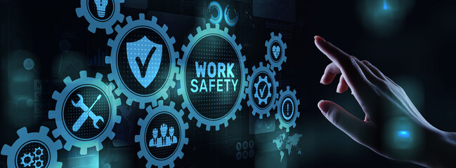 Work safety instruction standards law insurance industrial technology and regulation concept.
