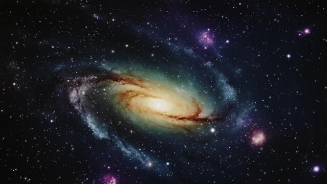 Moving through stars in space towards a galaxy