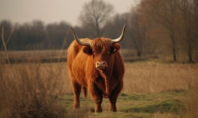 Scottish Highland Cattle in the Countryside AI generated
