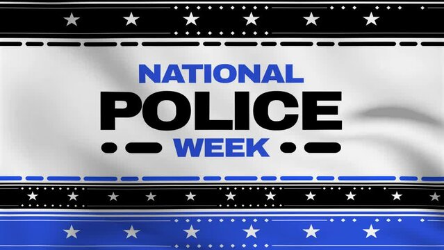 National Police Week 4k animation with traditional borders and colors. Police Officers Honor and Memorial Day