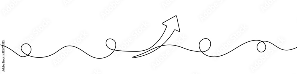 Poster arrow in continuous line drawing style. line art of the arrow icon. vector illustration. abstract ba
