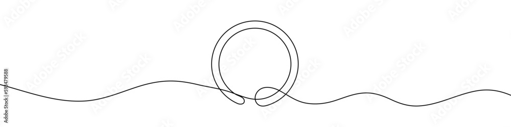 Wall mural round frame in continuous line drawing style. line art of round frame. vector illustration. abstract