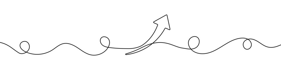 Arrow in continuous line drawing style. Line art of the arrow icon. Vector illustration. Abstract background © chekman