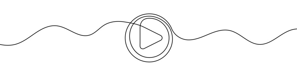 Play icon in continuous line drawing style. Line art of play button. Vector illustration. Abstract background