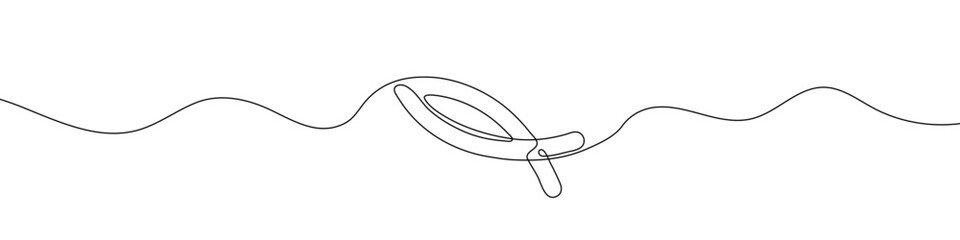 Christian fish icon in continuous line drawing style. Line art of of a christian fish. Vector illustration. Abstract background