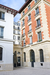 Paris, beautiful buildings, in the Marais, in the historic center
