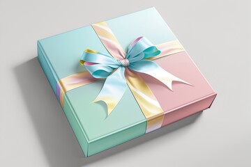 Colorful gift box tied with ribbon. Generative AI