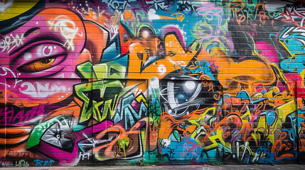 graffiti on the wall. background. Generative AI image. - obrazy, fototapety, plakaty