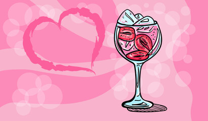 a glass of the pink cocktail