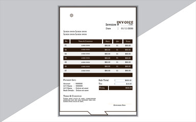 Simple invoice design templete. Bill form business invoice accounting.