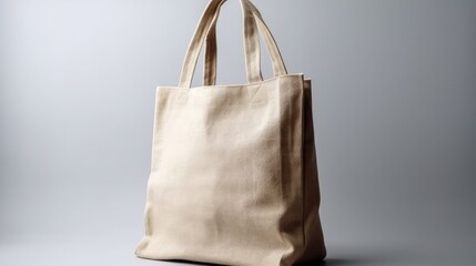 Eco Friendly Beige Colour Fashion Canvas Tote Bag. Reusable Bag for Groceries and Shopping. Generative AI.