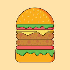 hamburger vector design illustration artwork. Suitable to use on t-shirt, sticker, mug, etc. eps 10
