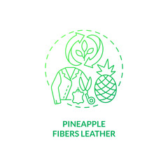 Pineapple fibers leather green gradient concept icon. Pina fabric. Vegan clothing. Plant based material idea thin line illustration. Isolated outline drawing. Myriad Pro-Bold font used
