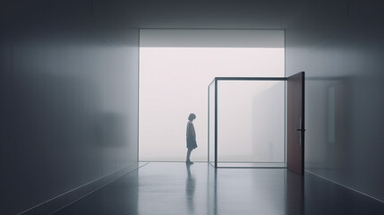 Fototapeta premium silhouette of a person in a doorway