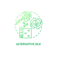 Alternative silk green gradient concept icon. Cruelty free. Non violent production. Biodegradable fabric idea thin line illustration. Isolated outline drawing. Myriad Pro-Bold font used