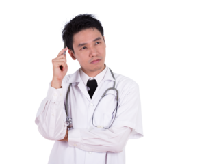 doctor thinking on transparent background png file