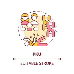 PKU concept icon. Metabolic disorder. Neurology. Hereditary disease abstract idea thin line illustration. Isolated outline drawing. Editable stroke. Arial, Myriad Pro-Bold fonts used