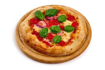 Pizza napoletana, italian traditional cuisine, isolated on white background.