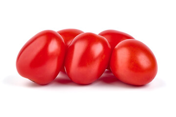 Fresh tomatoes, close-up, isolated on white background.