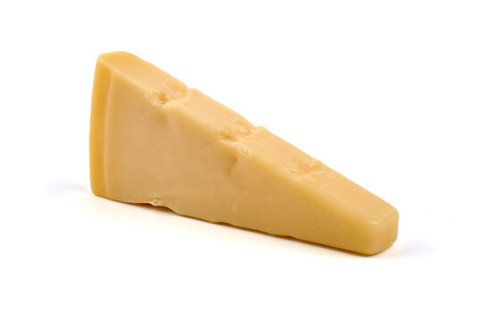 Piece of a parmesan cheese isolated over the white background.