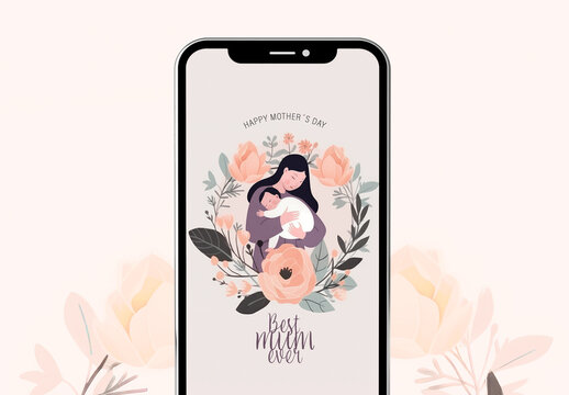 Mothers Day Digital Card with AI Illustration