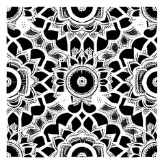 Get the Look: Floral Mandala Pattern Vector Black and White Design