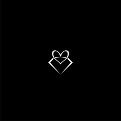 Love diamond logo icon isolated on dark background
