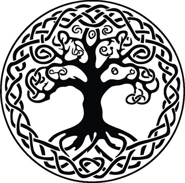 Yggdrasil tree, vector isolated on white background, Yggdrasil, vector illustration.