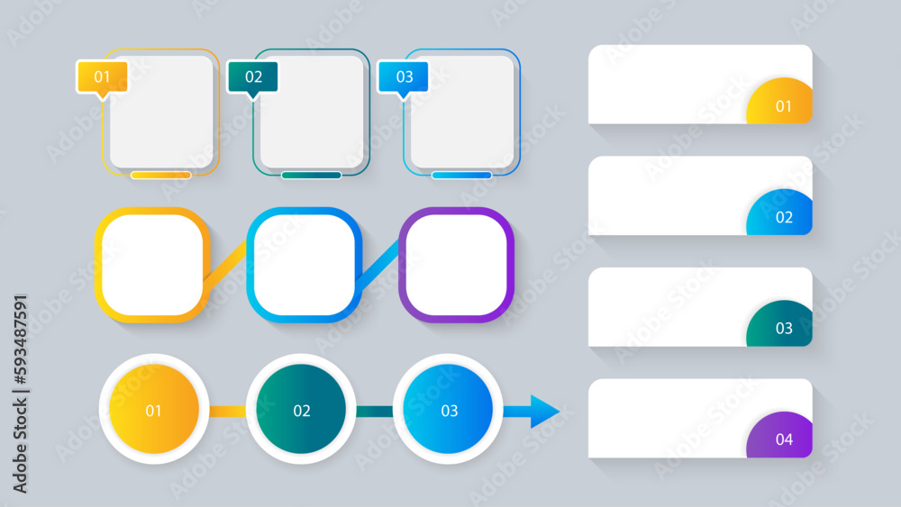 Poster Set of modern infographic elements. Empty text box for presentation. vector
