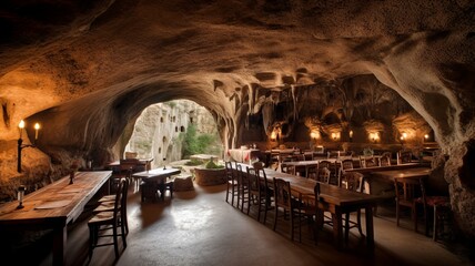 Obraz na płótnie Canvas a nice rock-cut restaurant with a wonderful view
