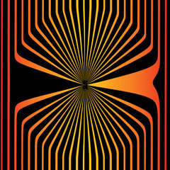 Abstract lines with a heavy pinch effect. It looks as is something pushes the lines to the middle. Black color with red and yellow gradient.