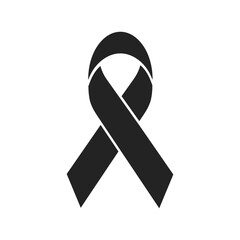 Cancer Day Black Ribbon Isolated Vector Icon Illustration