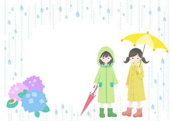 雨の日と子どもたちのフレーム