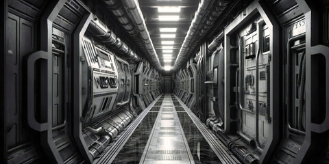 scifi space ship corridor,