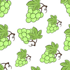 seamless pattern with grape and leaves