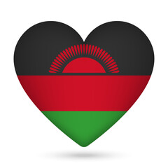 Malawi flag in heart shape. Vector illustration.