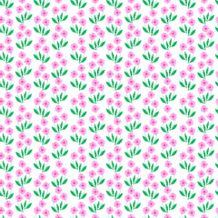 Hand drawn watercolor pink abstract daisy seamless pattern on white background. Gift-wrapping, textile, fabric, wallpaper.