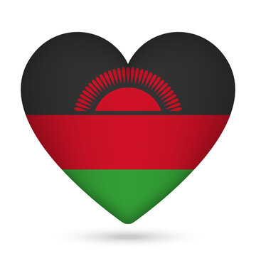 recommend clip art: Malawi flag in heart shape. Vector illustration.
