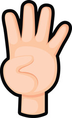 counting hand.finger number four  illustration vector