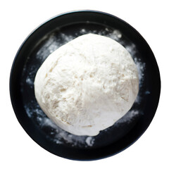 Process of raising the dough in a special plate in PNG isolated on transparent background. Dough made from natural sourdough. Wheat dough. fermentation. top view.