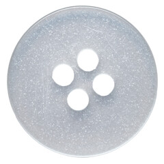 One single white mother-of-pearl button isolated on white background
