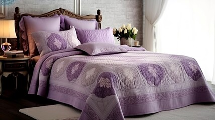 a nice blanket on the bed with pillows