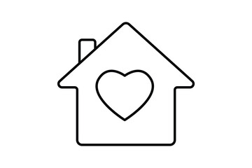 Charity icon illustration. House with heart. Icon related to donation. Line icon style. Simple vector design editable