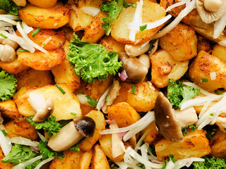 Baked potatoes with mushrooms