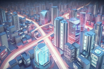 Fototapeta na wymiar Beyond generation and futuristic of Sci-Fi Capital city and building scene. Generative AI.
