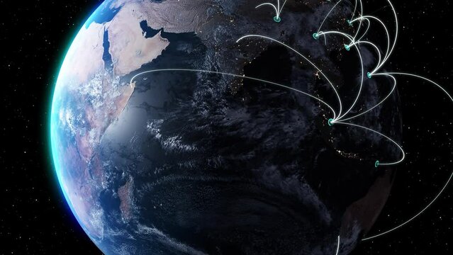 Global business concept of connections and information transfer in the world from manila, philippines