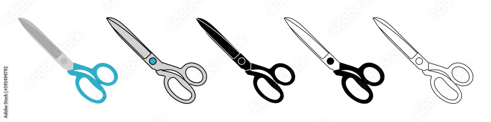 Wall mural scissors icons set. isolated cutting scissors. pictogram of scissor. symbol of cutting. vector illus