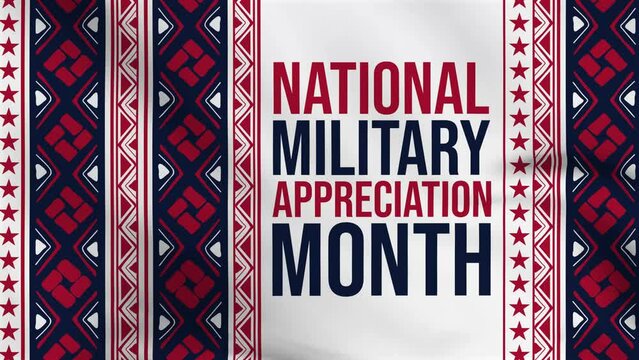Military Appreciation Month 4k animation with traditional borders and beautiful patriotic design. Celebrating military appreciation month in may