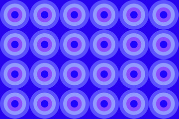 青と紫のバリエーションの連なった多重の円形のシームレス模様